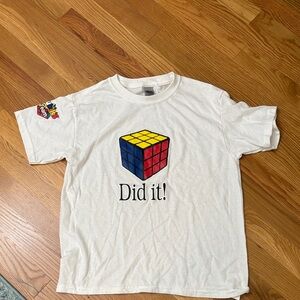 Gildan White Kids Tee with Rubik's Cube Graphic